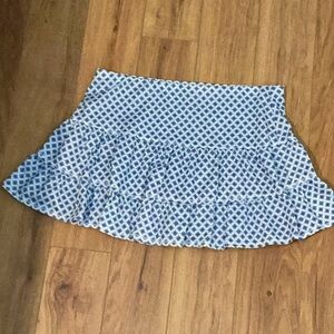 Lucky in Love Blue Ruffled Skater Mini Skirt